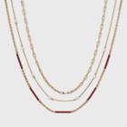 Beaded Chain Necklace 3pc - A New Day Rust, Red