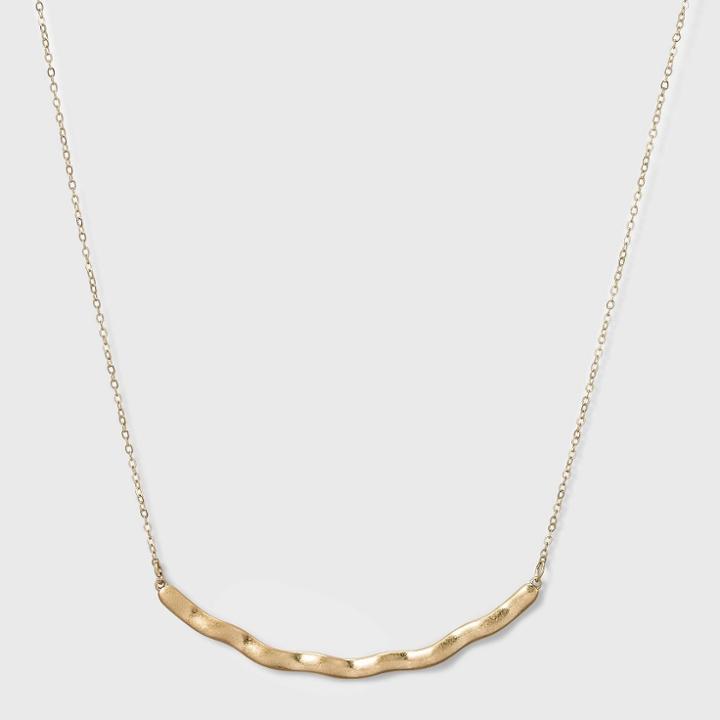Hammered Metal Curved Bar Necklace - A New Day Gold