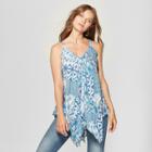 Women's Floral Print Handkerchief Hem Tank Top - Spenser Jeremy - Blue