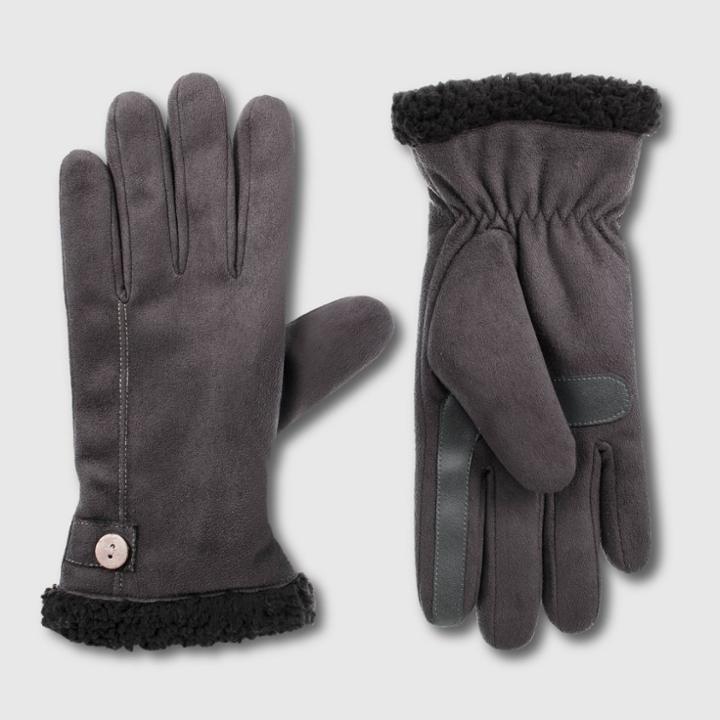 Isotoner Women's Smartdri Recycled Sherpa Lined Gloves - Gray