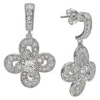 Distributed By Target Women's Clear Cubic Zirconia Clover Stud Earrings In Sterling Silver - Clear/gray