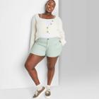Women's Plus Size High-rise Yoke Front Jean Shorts - Wild Fable Green