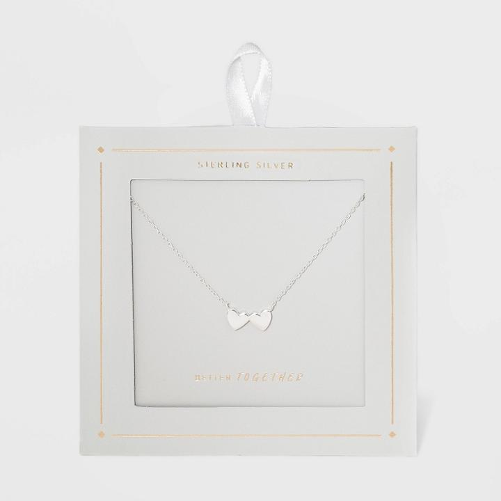 Distributed By Target Sterling Silver Double Heart Necklace -
