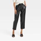 Women's High-rise Faux Leather Tapered Ankle Pants - A New Day Black