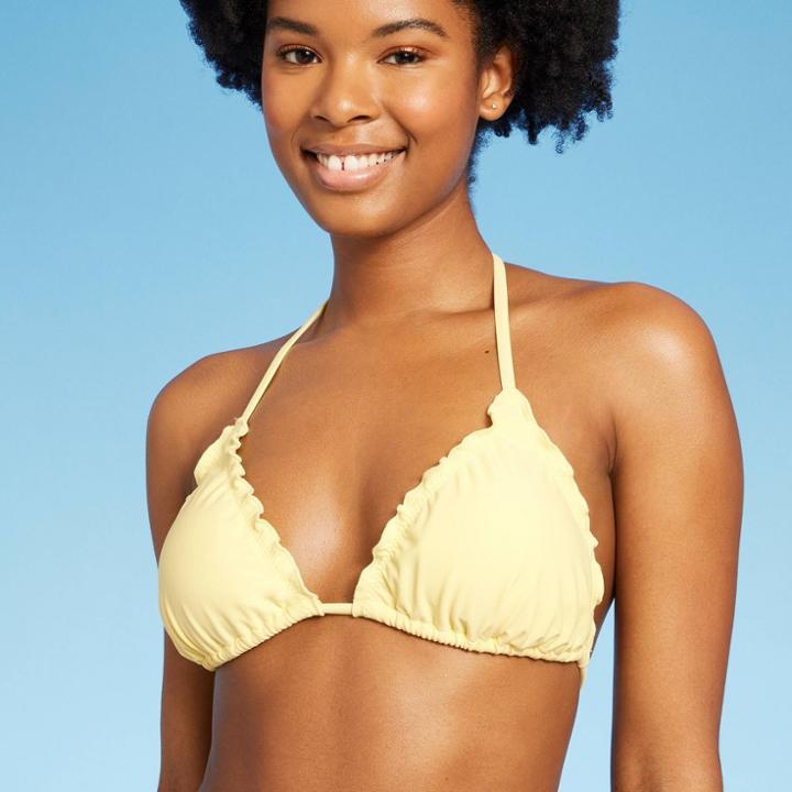 Women's Ruffle Triangle Bikini Top - Wild Fable Yellow Xxs