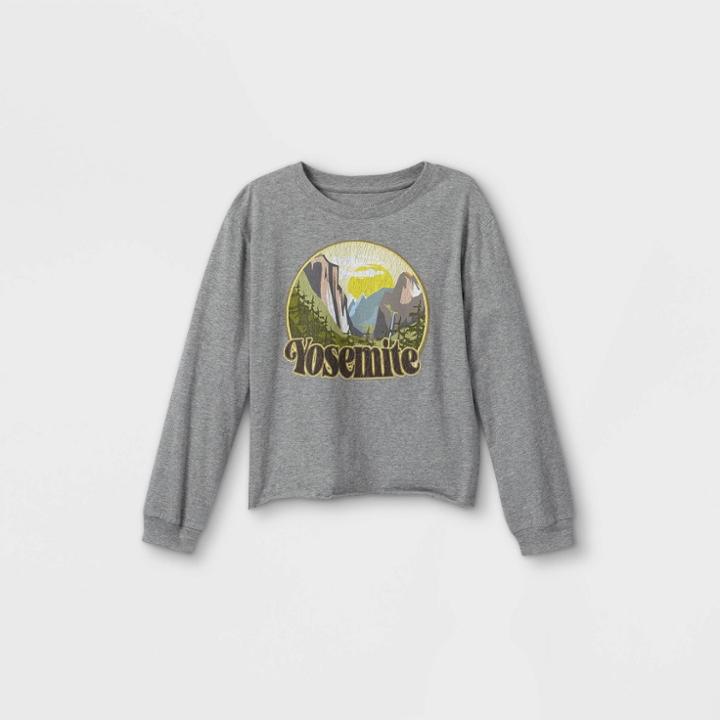 Girls' Graphic Long Sleeve T-shirt - Art Class Gray