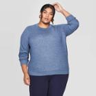 Women's Plus Size Long Sleeve Cozy Crewneck Pullover Sweatshirt - Ava & Viv Heather Blue X, Women's, Grey Blue