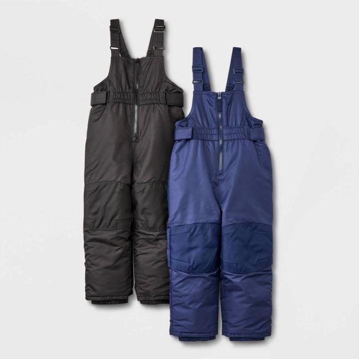 Toddler 2pk Snow Bib - Cat & Jack Black/navy