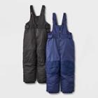 Toddler 2pk Snow Bib - Cat & Jack Black/navy
