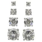 Distributed By Target Sterling Silver Cubic Zirconia Quad Multi Size Stud Earring