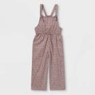 Girls' Floral Overalls Jumpsuit - Cat & Jack Dusty Rose