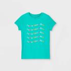 Girls' 'let's Have Fun' Graphic Short Sleeve T-shirt - Cat & Jack Turquoise