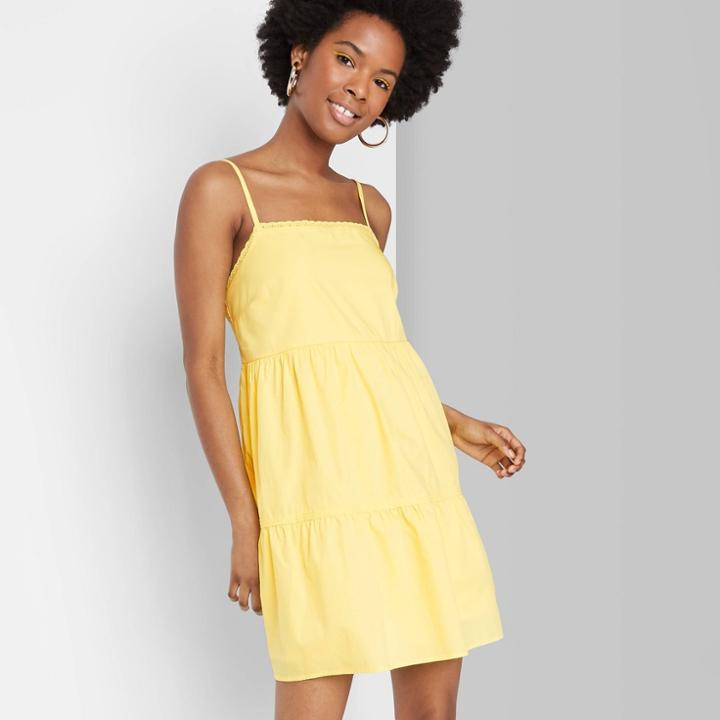 Women's Sleeveless Poplin Mini Dress - Wild Fable Yellow