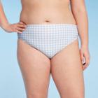 Women's Plus Size Bikini Bottom - Kona Sol Blue Gingham Print