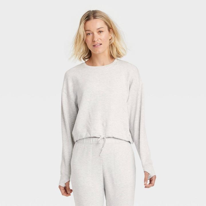 Women's Cozy Soft Fleece Crewneck Pullover Sweatshirt - All In Motion Heather Gray