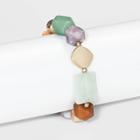 Semi-precious Jade, Aventurine And Lilac Stretch Bracelet - Universal Thread Orange/jade/lilac, Orange/green/purple
