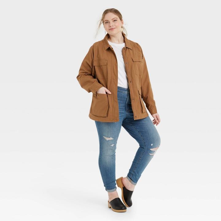 Women's Plus Size Anorak Jacket - Universal Thread Brown