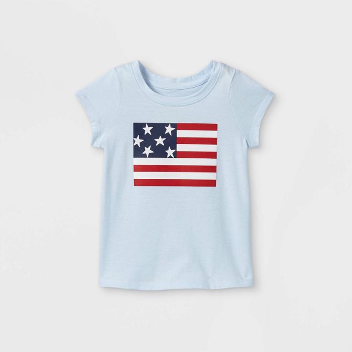 Toddler Girls' Glitter Flag Graphic T-shirt - Cat & Jack