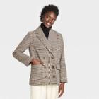 Women's Pea Coat - Who What Wear Brown Plaid