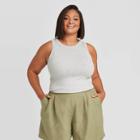 Women's Plus Size Rib Layer Tank Top - A New Day Heather Gray
