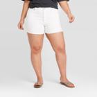 Women's Plus Size High-rise Midi Jean Shorts - Universal Thread White
