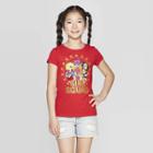 Dc Comics Girls' Dc Super Hero Girls Group Short Sleeve T-shirt - Red