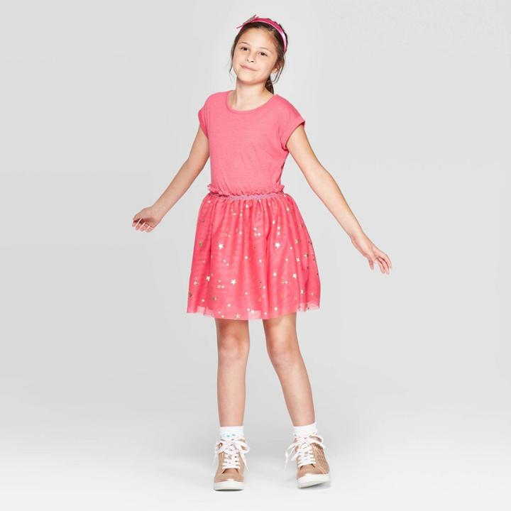 Girls' Gold Stars Tulle Dress - Cat & Jack Pink
