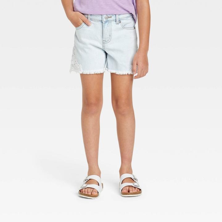 Girls' Side-lace Jean Shorts - Cat & Jack