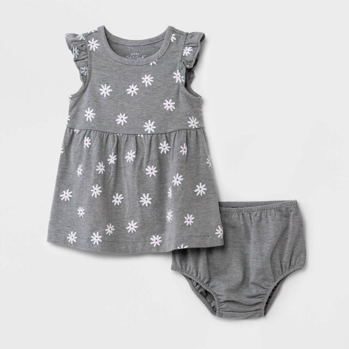 Baby Girls' Floral Dress - Cat & Jack Gray Newborn