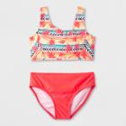 Girls' California Palm Bikini Set - Art Class Coral