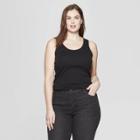 Women's Plus Size Sleeveless Scoop Neck Rib Racerback Tank Top - Universal Thread Black