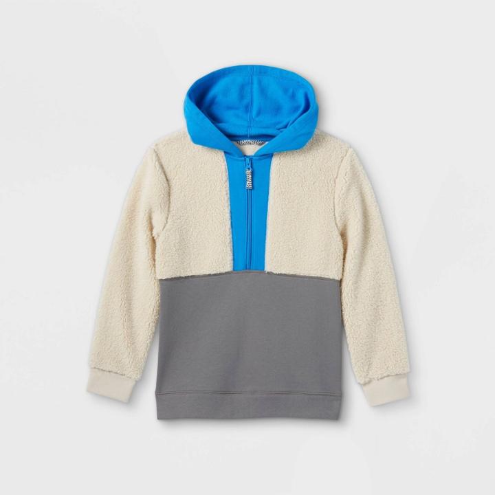 Boys' Sherpa Colorblock Sweatshirt - Cat & Jack Blue/cream/light Gray