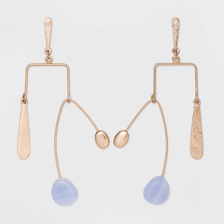 Semi-precious Blue Lace Agate Geometric Irregular Drop Earrings - Universal Thread Blue