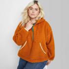 Women's Plus Size Half-zip Sherpa Pullover - Wild Fable Rust