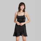 Women's Sleeveless Satin Wrap Dress - Wild Fable Black