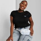 Women's Plus Size Short Sleeve Embroidered T-shirt - Wild Fable Black 1x, Women's,