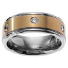 Territory 1 / 5 Ct. T.w. Round-cut Cz Accent Men's Wedding Inlaid Band In Ion-plated Titanium - Gold,