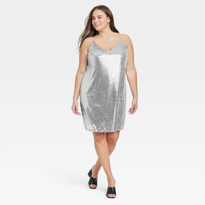 Women's Plus Size Sequin Slip Dress - A New Day