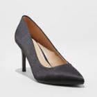 Women's Gemma Satin Patent Wide Width Pointed Toe Pump Heel - A New Day Black 5w,