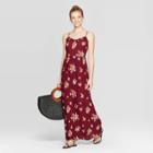 Women's Floral Print Sleeveless Strappy Smocked Top Dress - Xhilaration Red Xl,