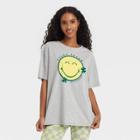 Smileyworld Women's St. Patrick's Day Shamrock Smiley Short Sleeve Oversized Graphic T-shirt - Gray