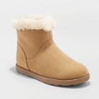 Girls' Haiden Microsuede Fleece Ankle Fashion Boots - Cat & Jack Tan