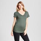 Maternity Shirred V-neck T-shirt - Isabel Maternity By Ingrid & Isabel Forest Green Heather