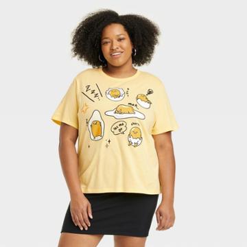 Women's Plus Size Gudetama Short Sleeve Graphic T-shirt - Yellow