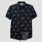 Men's Mtv Short Sleeve Graphic Button-down Shirt - Vintage Black