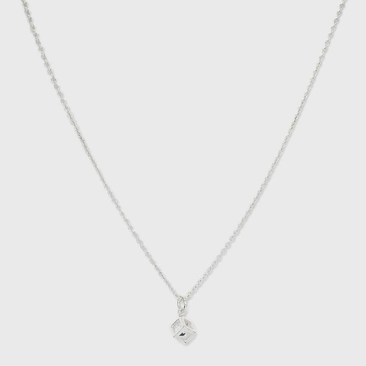 Silver Plated Open Square Cube With Cubic Zirconia Pendant Necklace - A New Day