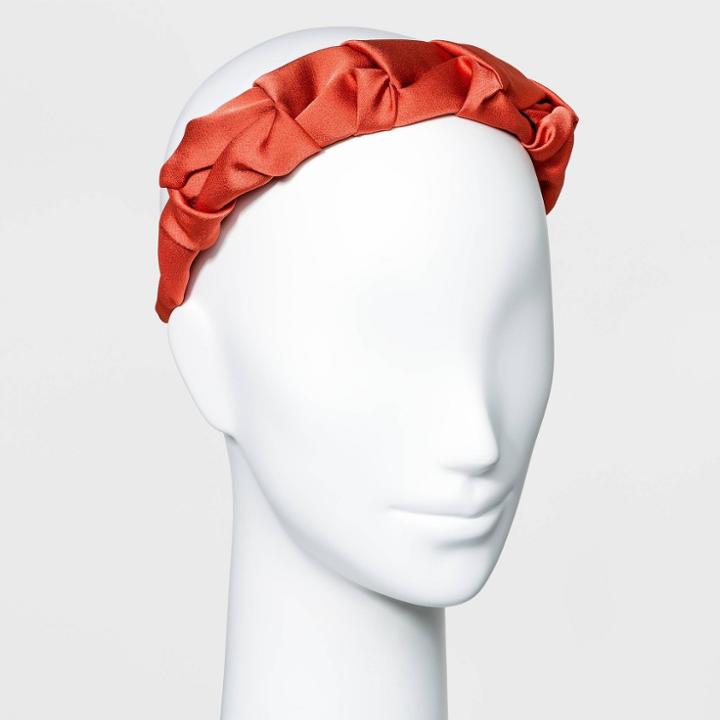 Solid Satin Pinched Headband - A New Day Orange