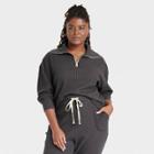 Women's Plus Size Waffle Knit Quarter Zip Sweatshirt - Universal Thread Dark Gray
