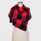 Women's Plaid Reversible Oblong With Houndstooth And Buffalo Check Scarf - A New Day Red/black