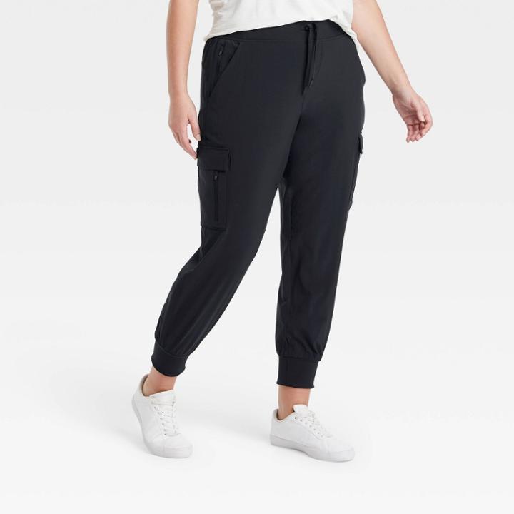 Women's Stretch Woven Wide Leg Cargo Pants - All In Motion Black